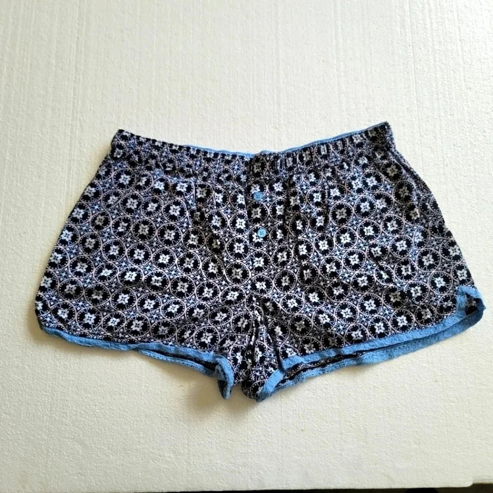 Faded Glory Woven Sleep Shorts Boxers Striped Womens Blue Pink Black L (12/14)